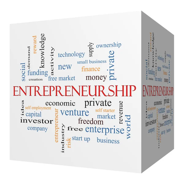 Entrepreneurship 3D cube Word Cloud Concept — Stock Photo, Image