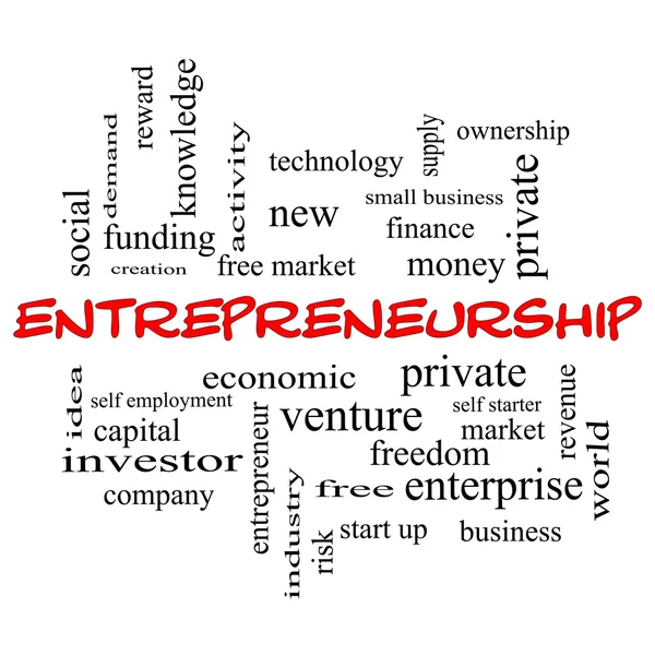 Entrepreneurship Word Cloud Concept in red caps — Stock Photo, Image