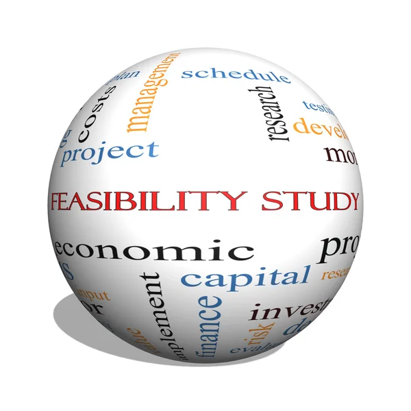 Feasibility Study 3D sphere Word Cloud Concept — Stock Photo, Image