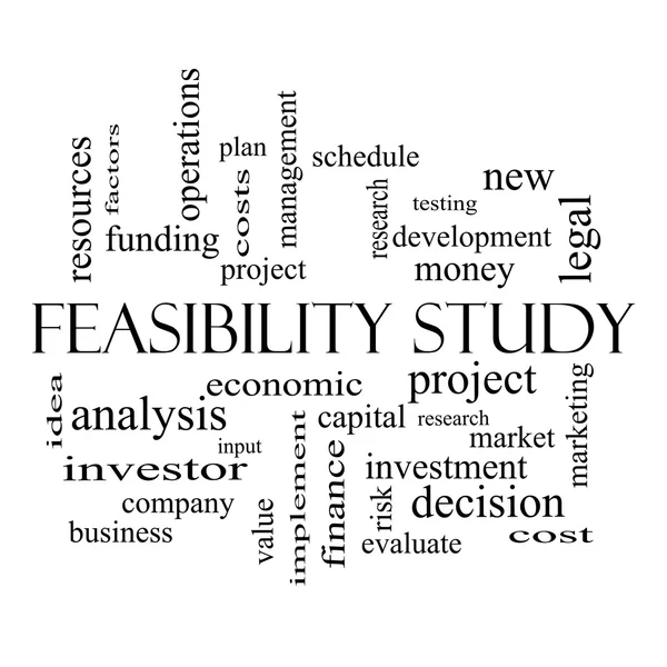 Feasibility Study Word Cloud Concept in black and white — Stock Photo, Image