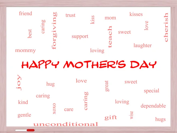 Happy Mother's Day Word Cloud Concept on a Whiteboard — Stock Photo, Image