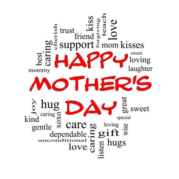 Happy Mother's Day Word Cloud Concept in red caps — Stock Photo, Image