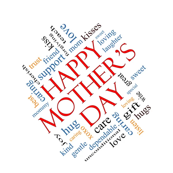 Happy Mother 's Day Word Cloud Concept Angled Лицензионные Стоковые Изображения