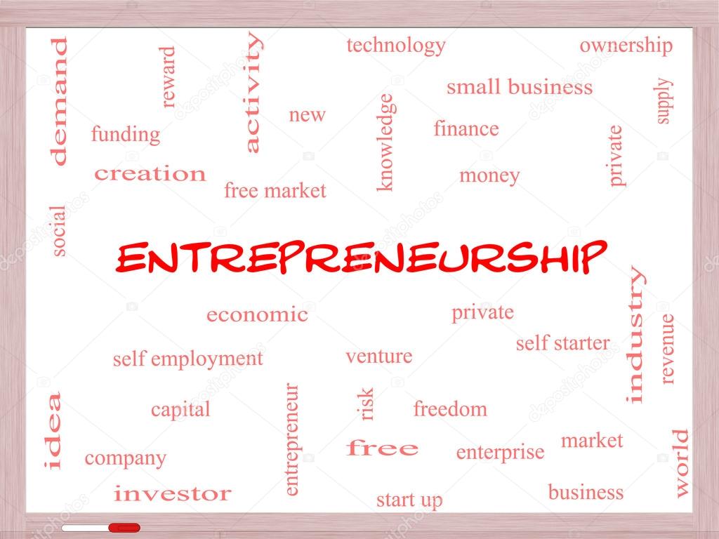 Entrepreneurship Word Cloud Concept on a Whiteboard