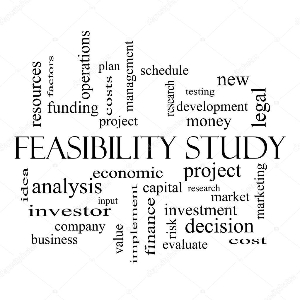 Feasibility Study Word Cloud Concept in black and white