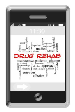 uyuşturucu rehabilitasyon sözcüğü bulut kavramı dokunmatik ekran telefon