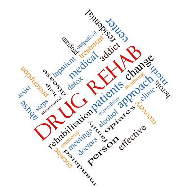 Drug Rehab Word Cloud Concept Angled clipart
