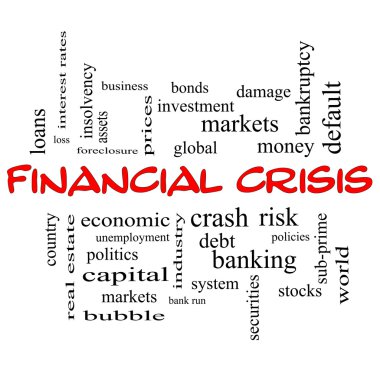 Financial Crisis Word Cloud Concept in red caps clipart