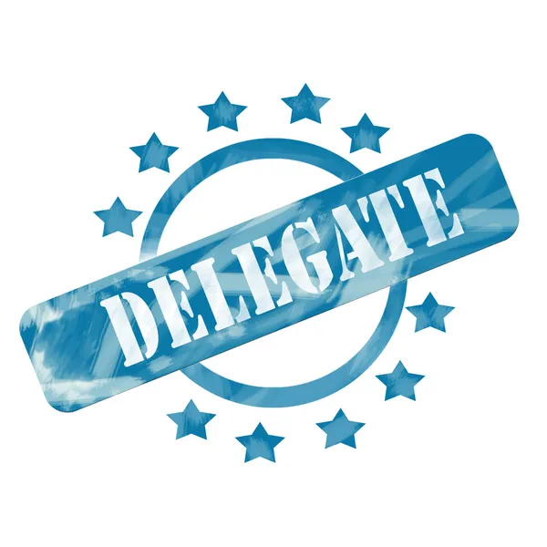 Blue Weathered Delegate Stamp Circle and Stars design — Stock Photo, Image