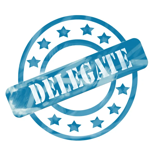 Blue Weathered Delegate Stamp Circles and Stars — Stock Photo, Image