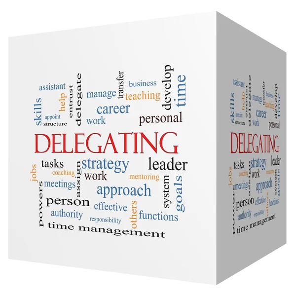 Delegating 3D cube Word Cloud Concept — Stock Photo, Image