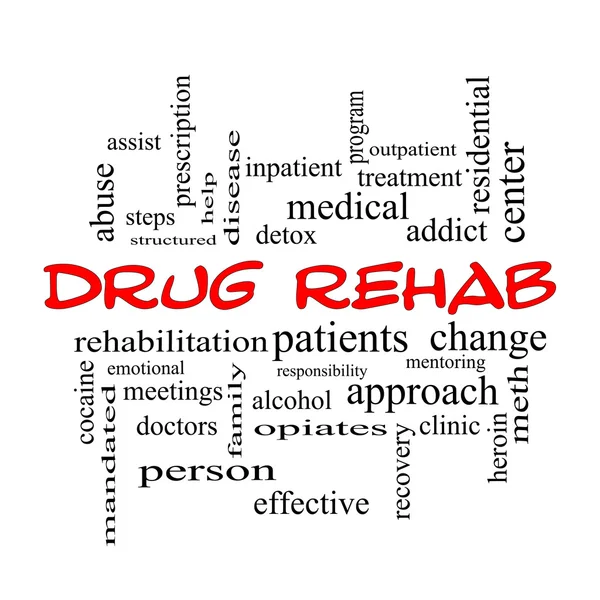 Drug Rehab Word Cloud Concept en casquettes rouges — Photo