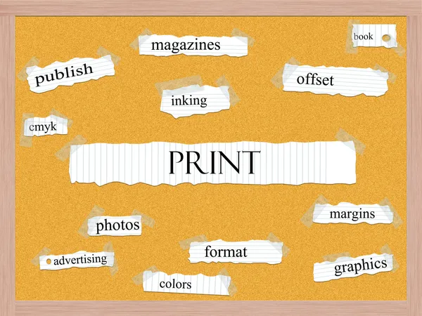 Print Corkboard Word Concept — Stock Photo, Image