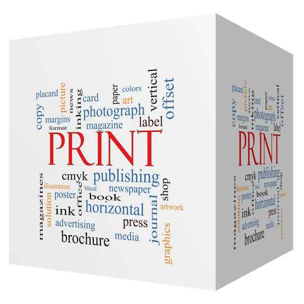 Print 3D cube Word Cloud Concept — Stock Photo, Image