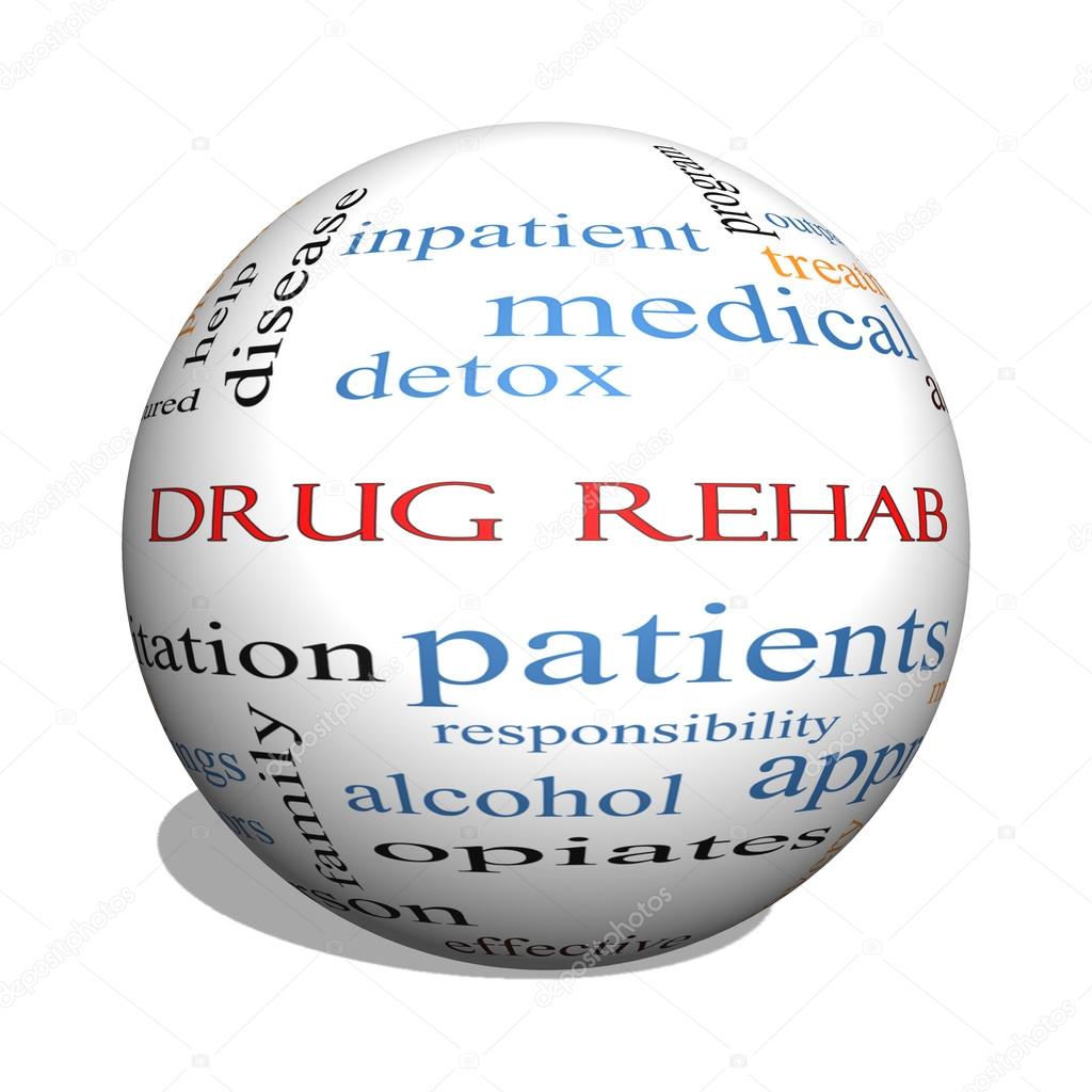 Drug Rehab 3D sphere Word Cloud Concept