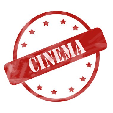 Kırmızı yıpranmış sinema damga daire ve yıldız