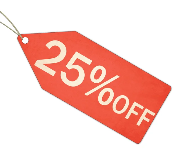 Twenty Five Percent Off Sale Red Tag and String — Stock Photo, Image