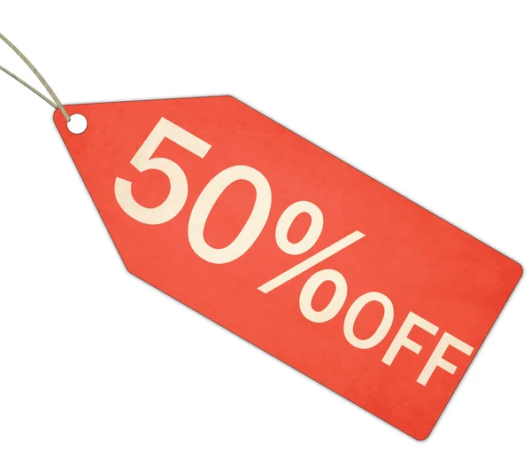 Fifty Percent Off Sale Red Tag and String — Stock Photo, Image