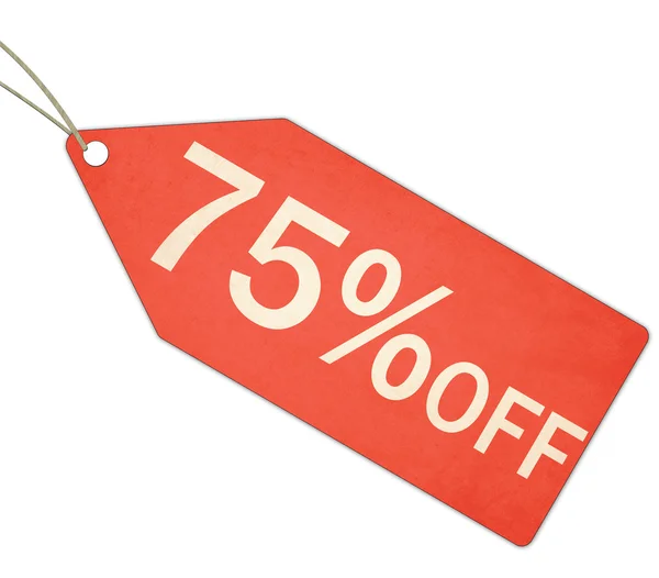 Vijfenzeventig procent korting te koop rode tag en tekenreeks — Stockfoto