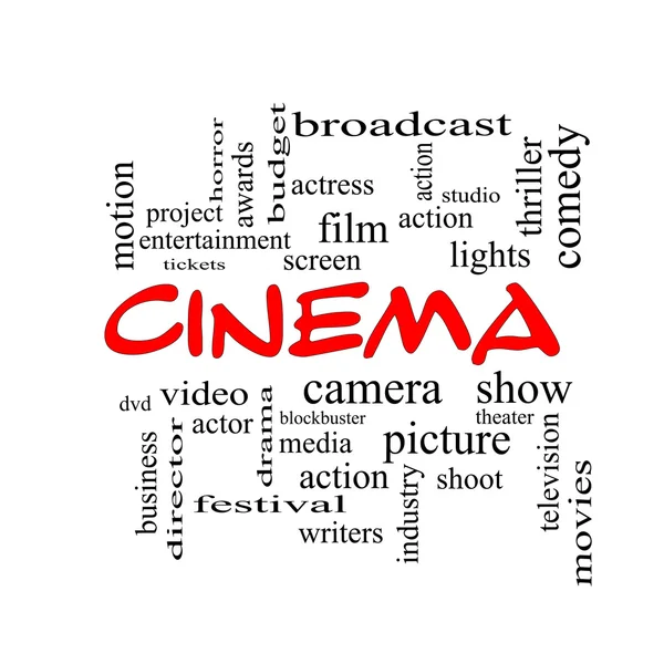 Cinema Word Cloud Concetto in tappi rossi — Foto Stock