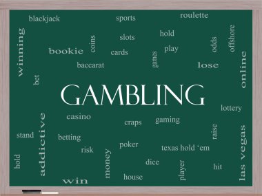Gambling Word Cloud Concept on a Blackboard clipart
