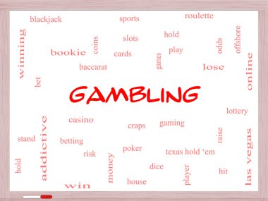 Gambling Word Cloud Concept on a Whiteboard clipart