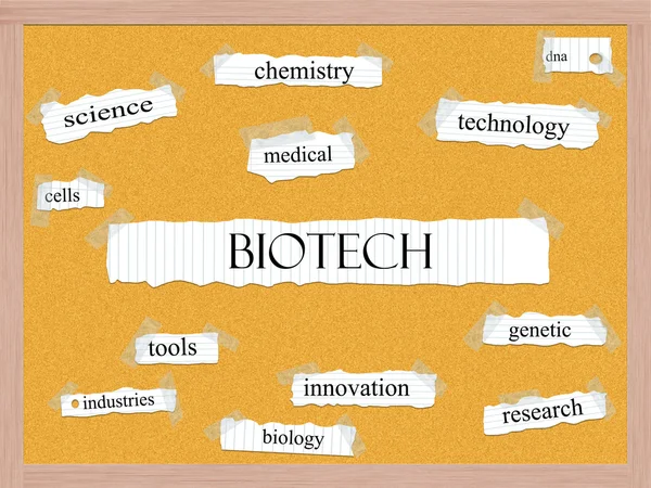 Biotechnologii corkboard słowo koncepcja — Zdjęcie stockowe