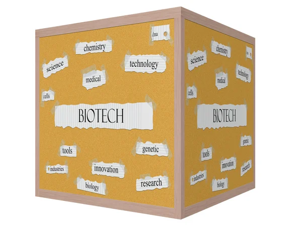 Biotech 3D cubo Corkboard Word Concept —  Fotos de Stock