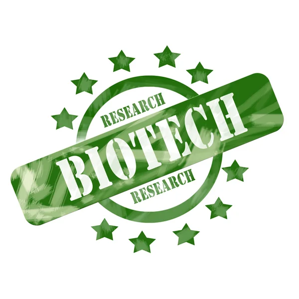 Green verweerde Biotech onderzoek stempel cirkel en sterren design — Stockfoto