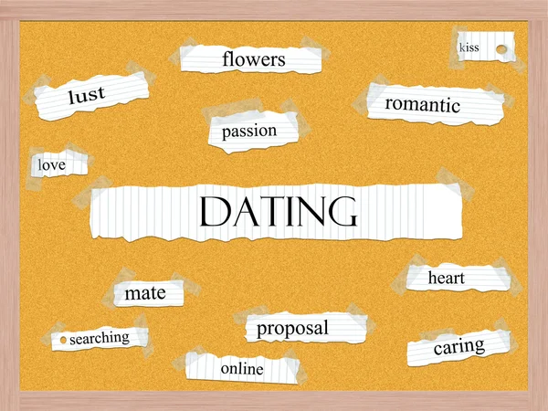 Dating anslagstavlan ordet koncept — Stockfoto
