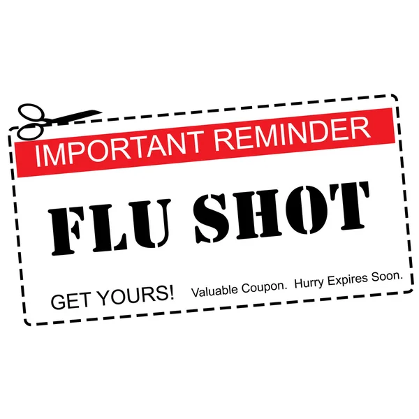 Koncepcja kupon przypomnienie strzał grypy — Zdjęcie stockowe