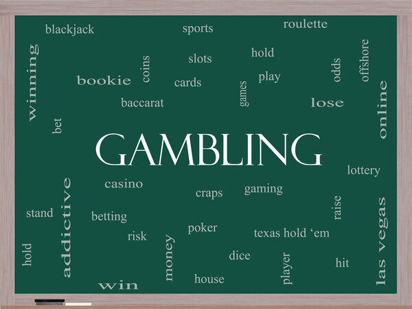 Gambling Word Cloud Concept on a Blackboard