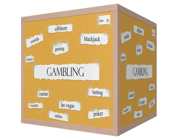 Gambling 3D cube Corkboard Word Concept — Stock Photo, Image