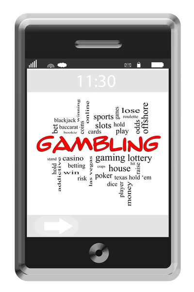 Gambling Word Cloud Concept on Touchscreen Phone — Stock Photo, Image