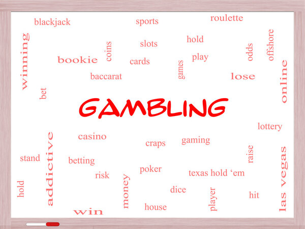 Gambling Word Cloud Concept on a Whiteboard