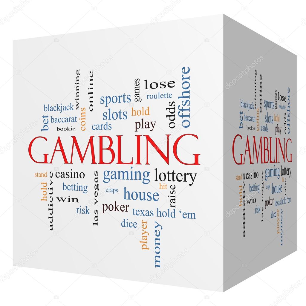 Gambling 3D cube Word Cloud Concept