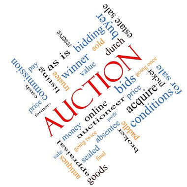 Auction Word Cloud Concept Angled clipart
