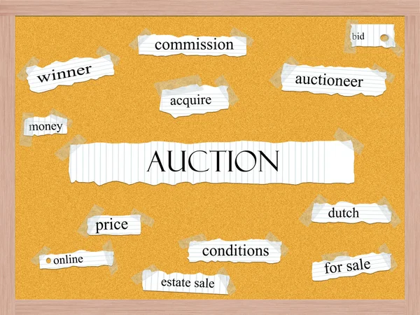 Aukce corkboard slovo koncepce — Stock fotografie