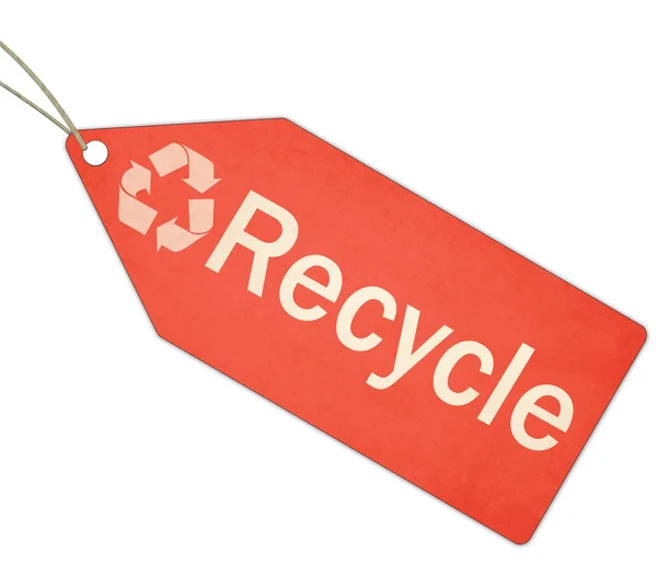 Recyklingu czerwony znacznik i ciąg — Zdjęcie stockowe