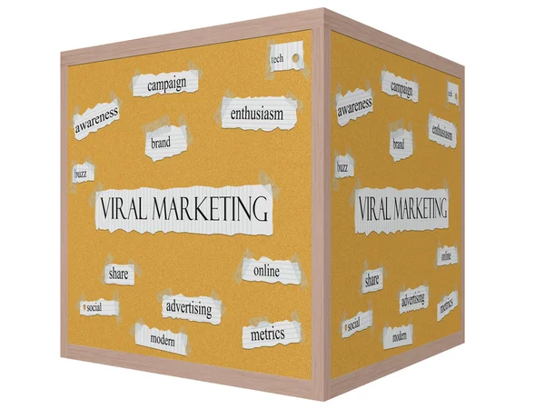 Viral Marketing 3D cube Corkboard Word Concept — Stock Photo, Image