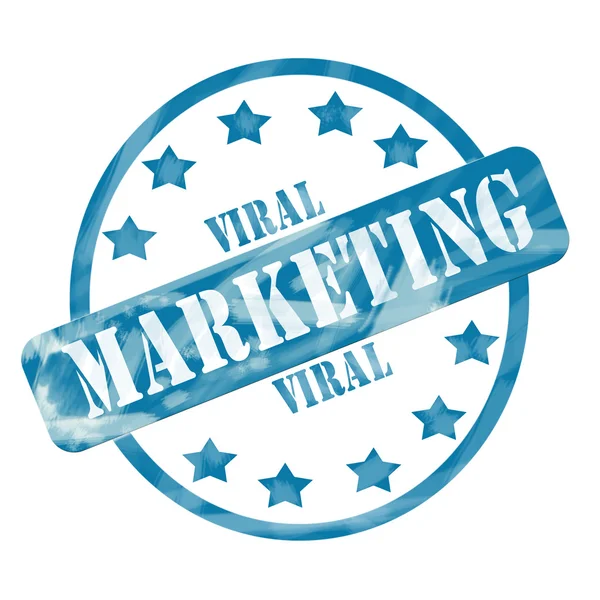 Blue Weathered Viral Marketing Stamp Circle and Stars — Stock Photo, Image