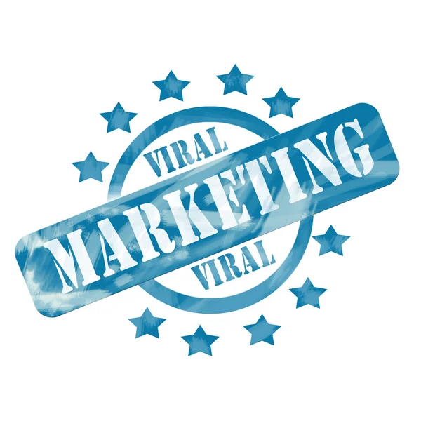 Blue Weathered Viral Marketing Stamp Circle and Stars design — Stock Photo, Image