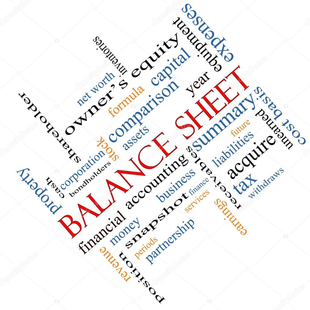 Balance Sheet Word Cloud Concept Angled