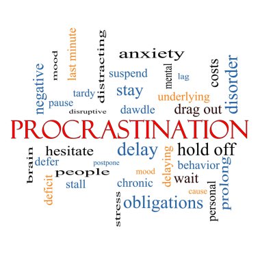 Procrastination Word Cloud Concept clipart