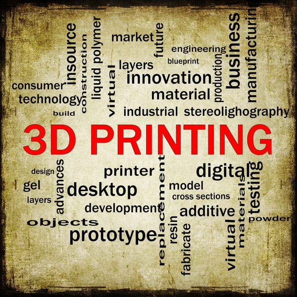 3 d 印刷グランジ単語クラウド コンセプト — ストック写真