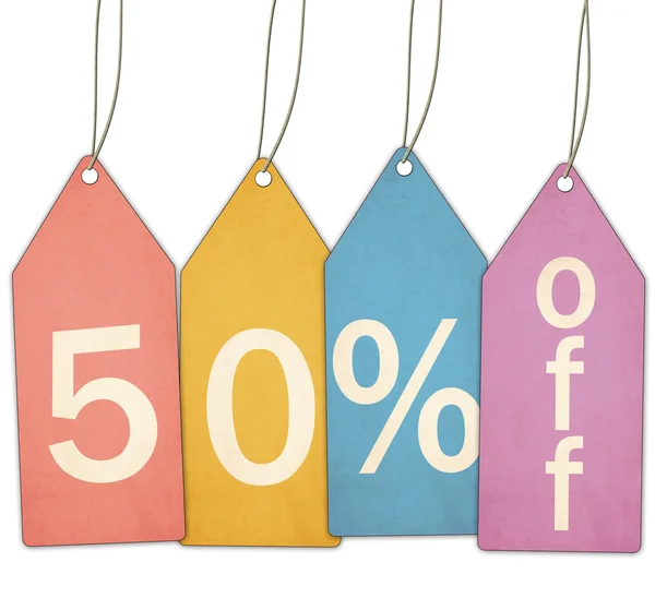 Fifty Percent Off Sale Colorful Tags — Stock Photo, Image