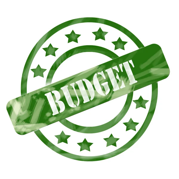 Zelená zvětralých rozpočtu razítko kruhy a hvězdy — Stock fotografie