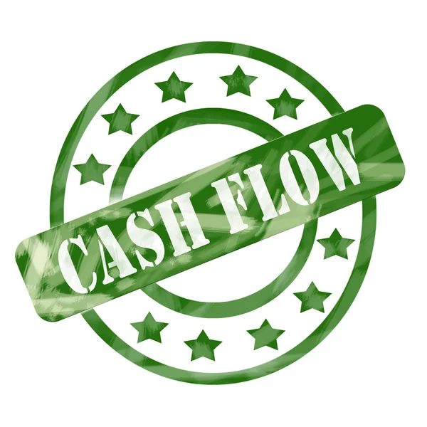 Green Weathered Cash Flow Stamp Circles and Stars — Stock Photo, Image