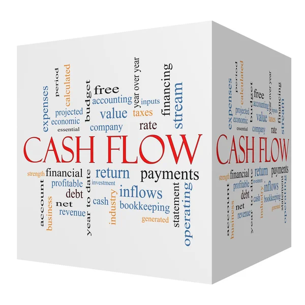 Cash Flow 3D cubo Word Cloud Concept — Fotografia de Stock