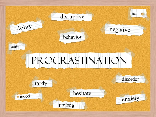 Procrastinazione Corkboard Word Concept — Foto Stock